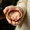 Pulseira de Mão de Madeira de Pessegueiro Antiga Genuína de Taishan Estilo Unissex Pulseira de Mão Wenwan Contas de Oração Pulseira de Expressão Alegre Rosário de Contas Lisas