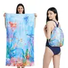 Toalla de playa plegable de gran tamaño 80X160, toalla de baño estampada, toalla de playa integrada, bolsa integrada, portátil