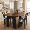 Conjunto de mesa e cadeiras de jantar vintage em madeira maciça estilo francês para uso doméstico, adequado para formatos quadrados e redondos, mesa de jantar dobrável economizadora de espaço para apartamentos pequenos