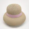 Chapéu de palha de aba larga estilo Hepburn retrô de verão para mulheres, chapéu de sol de praia para proteção solar