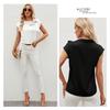 Top de Satén con Lazo en Cuello Semidescubierto Diseño Nicho Satén Ropa de Mujer Amazon Transfronterizo Europeo y Americano Nueva Camiseta