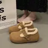 Sapatos Birkenstock totalmente fechados femininos 2026 inverno casual moda quentes com veludo extra sapatos de algodão espessados sola grossa aumento de altura biqueira chinelos femininos