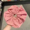 Elástico de Cabelo Rosa Listrado Suave para Mulheres, Tamanho Grande, Corda de Cabelo Fofa Que Não Danifica o Cabelo, Versátil para Uso Diário, Elástico de Cabelo para Coque na Parte de Trás da Cabeça
