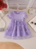 Vestidos para Niñas 2025 Verano Nuevo Estilo Bebé Niña Elegante Vestido de Princesa de Manga Corta Niña Super Hada Falda de Gasa Esponjosa