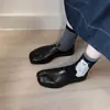 Versão em couro bovino~ Couro genuíno split-toe de pata de porco sapatilhas baixas sapatos femininos single estilo retrô slip-on com salto sapatos pequenos de couro