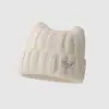 Gorro de Lana con Orejas de Gato para Mujer Invierno Lindo Cálido Frío Gorro Engrosado Protección contra el Frío Slouchy Sombrero Cálido Tejido Gorro de Felpa