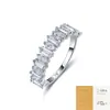 Anel de Prata Esterlina S925 com Moissanita Anel Totalmente de Moissanita Corte Princesa Marquise Meio Círculo Anel de Banda Fechada Anel Feminino de Prata Esterlina Em Estoque