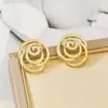 Pendientes de Anillo de Diamante Calados de Flor Luochen Estilo Europeo y Americano Moda Tendencia Diseño de Nicho Pendientes Exquisitos Joyería para Orejas