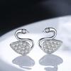 Nova Moda Prata Pequeno Coreano Diamante Completo Pequenos Brincos de Animais Não Brincos da Moda Brincos de Zircônia Cisne Branco