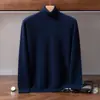 Suéter de cachemira de cuello alto para hombre, capa base de punto para otoño e invierno, de manga larga, corte holgado, cálido, suéter casual de lana para usar en capas