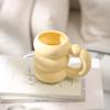 Caneca de cerâmica de barriga de três camadas super fofa perolada cor de leite fufu resistente a alta temperatura para estudantes, xícara de leite para café da manhã, copo para beber