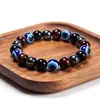 Pulsera de ojo turco más vendida transfronteriza, pulsera tejida con cuentas de piedra de ojo de tigre, pulsera de ojo turco azul de piedra de vesícula negra