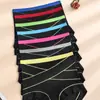 Bragas Populares Transfronterizas de Seda de Leche con Cintura Alta Estilo Vendaje Bloqueo de Color, Calzones Cómodos y Transpirables para Mujer, Venta Directa de Fábrica