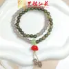 Pulsera de Sándalo Verde Yiming Xianyuan con Loto de Cinabrio Nueva Creativa Nuevo Estilo Chino Rosario de Pareja Pulsera Pequeña