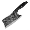 Cuchillo de Cocina Negro con Patrón de Forjado para Uso Doméstico, Cuchillo Afilado de Acero Inoxidable, Cuchillo para Rebanar con Mango Antideslizante