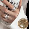 Anillo Corazón Geométrico Textura Martillada para Mujer, Diseño Moderno y Único, Anillo Abierto Nicho de Borde Ancho, Anillo Hip-Hop para Dedo Índice