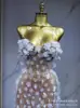 Amazon Transfronterizo Europeo y Americano Top Tubo Transparente Malla de Flores Tridimensional Vestido de Banquete Fiesta Performance Vestido Tubo