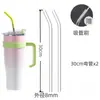 Pajita de Vidrio Transparente Resistente al Calor Extra Larga de 30 cm para Vaso Stanley Ice King de Grado Alimenticio para Mujeres Embarazadas Curva y Recta Universal