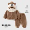 Pijama para bebê menino, conjunto de loungewear com tema de urso para outono e inverno, roupa externa fofa e quente para crianças pequenas, roupão infantil de alta qualidade