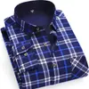 Camisa cálida al por mayor para hombres de mediana edad y mayores, top de otoño e invierno, papá, forro polar, gruesa, a cuadros, manga larga