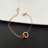 Pulsera de Acero de Titanio Yuxi con Doble Capa de Corazón, No se Desvanece, para Mujer, Estilo Veraniego Ins de Nicho, Estilo Bosque, Pulsera para Mejor Amiga, Sencilla