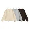Suéter de punto Yidao Vintage 2026 Otoño Nuevo Estilo Retro Americano Holgado Estilo Old Money Mezcla de Lana Cuello Henley