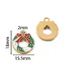 Pingente de Aço Inoxidável Desenho Papai Noel com Design de Gotejamento de Óleo, Pulseira DIY Feita à Mão, Colar, Chaveiro, Enfeite Pendente, Acessório