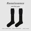 Calcetines Originales de Rayas Holgados Renaissance, Calcetines Versátiles de Bloques de Color Adelgazantes Sin Costuras de Media Pantorrilla para Mujer