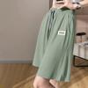 Shorts plisados de verano 2025 de seda de hielo de talla grande para mujer, estilo coreano de cintura alta rectos holgados casuales de cinco puntos de pierna ancha