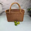 Cesta de verduras tejida, cesta de compras de supermercado, cesta de picnic portátil, cesta de frutas para el baño, cesta de mimbre para recoger al aire libre