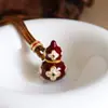 Corrente para Suéter de Trevo Colorido Esmaltado Estilo Chinês Outono e Inverno Corrente Leve de Luxo Colar de Ponta para Mulheres Joias Transfronteiriças