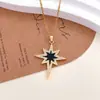 Collar Transfronterizo Europeo y Americano Retro Estrella de Ocho Puntas Accesorios para Collar Femenino Personalidad de Nicho Cadena para Clavícula de Acero de Titanio de Alta Gama Más Vendido