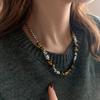 Collar con Ojo de Tigre Retro Empalmado con Cuentas de Plata Rota Nuevo Estilo 2026 Cadena para Clavícula Unisex Estilo Hip-Hop Unisex