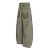 G6890 High Street Americana Retro Neutro High-End Design Desconstruído Calça Casual Solta de Trabalho Scimitar Masculina