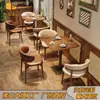 Juego de Mesa y Sillas para Cafetería y Tienda de Té con Leche, Casa de Té, Restaurante Occidental, Bar, Mesas y Sillas de Mimbre y Madera Maciza, Uso Comercial, Lujo Ligero, Moderno