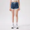 Shorts Deportivos de Cintura Alta con Ribete de Color Contrastante, Efecto Levanta Glúteos, Sin Costuras, Color Durazno, para Correr, Fitness, Yoga para Mujer
