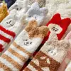 Calcetines de Coral de Dibujos Animados Invierno para Mujer Lindos con Felpa Plus Espesados Calcetines para Dormir Calcetines de Toalla para el Piso Calcetines Calientes para Adultos