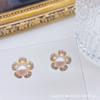 Pendientes de Perla de Agua Dulce con Forma de Pétalo, Agujas de Plata 925 y Diseño de Flor con Borla de Circonita, Pendientes Lindos Simples y Versátiles