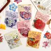 Paquete de pegatinas de diario floral vintage para estudiantes, pegatinas transparentes de PET impermeables troqueladas para DIY, materiales decorativos, pegatinas Guka