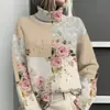 Estación Independiente de Amazon Temu Chaqueta Cardigan Suéter de Cuello Alto Estampado Abstracto Multielemento 3D para Mujer E127