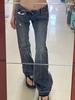 Jeans de Estilo Americano Spice Girls de Tiro Bajo Microcampana para Mujer Otoño e Invierno Nuevos Sueltos Pierna Ancha Adelgazantes Versátiles Rectos de Trompeta