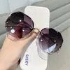 Gafas de sol de moda sin montura con borde cortado, protección UV, gafas de sol de estilo urbano moderno, gafas de sol de alta gama de moda
