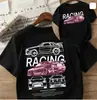 [Código Europeo Transfronterizo] Camiseta de Cuello Redondo Algodón Puro 180g Patrón de Coche y Cerveza--Personalizado