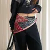 Pañuelo Rojo Estampado Estilo Étnico Vintage para Mujer, Pañuelo de Cintura Estampado de Diseño Único con Acabado de Lujo, Pañuelo Cuadrado Pequeño de Moda