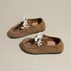 Zapatos de Mula para Mujer de Gamuza Marrón con Cordones y Cuentas, Estilo Nuevo de Primavera, Cómodos, Versátiles, de Moda, Casuales, para el Uso Diario y el Trabajo