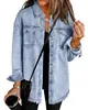 Nova Jaqueta Jeans Lavada Europeia e Americana Transfronteiriça Amazon Temu Aliexpress Jaqueta Jeans Desgastada Feminina