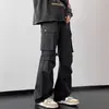 Pantalones Largos Casuales de Trabajo Retro Americano Sueltos para Hombre Otoño Adolescente Color Sólido Simples Versátiles Pantalones Paracaidistas