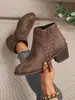 Cross2026 Outono Novo Moda Plus Size Botas Curtas Vazadas Moda Estilo Passarela Botas Femininas Comércio Exterior Pronta Entrega Atacado