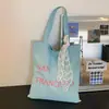 Bolsa de Lona con Estampado de Letras Nueva Primavera Gran Capacidad Bolso de Hombro para Mujer Simple Fresco Versátil