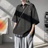 Camisa Polo de Manga Corta Falsa de Dos Piezas Estilo Hong Kong para Hombre, Camisa Delgada de Verano con Cuello de Camisa, Camiseta con Diseño Único, Talla Grande, Manga Media